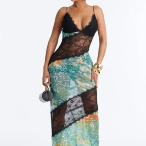 Lace Cut Out Maxi - Green