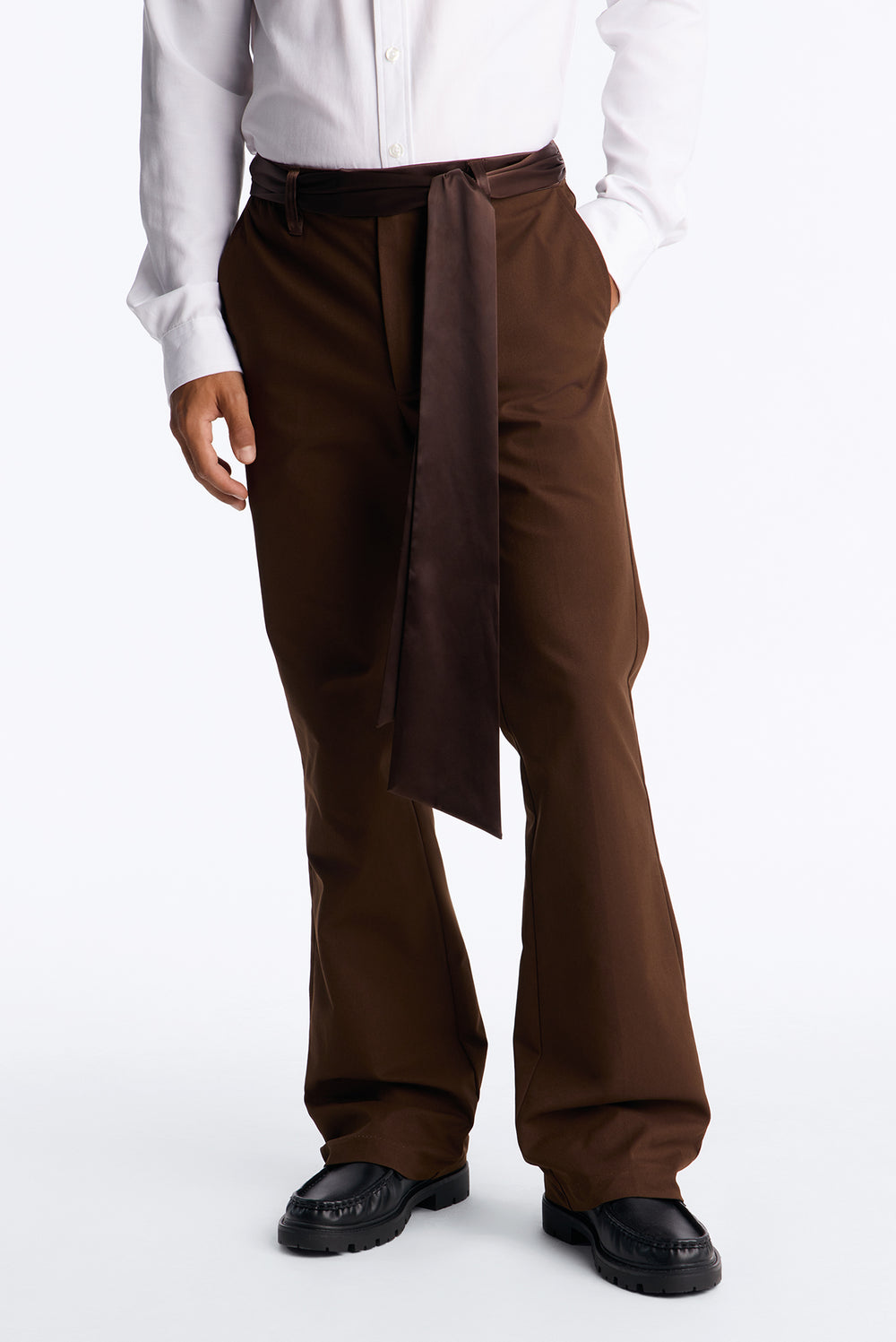Malibu Satin Flare Trouser - Brown