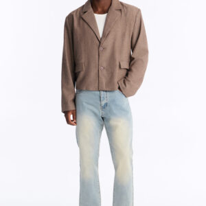 Sienna Textured Cropped Blazer - Brown