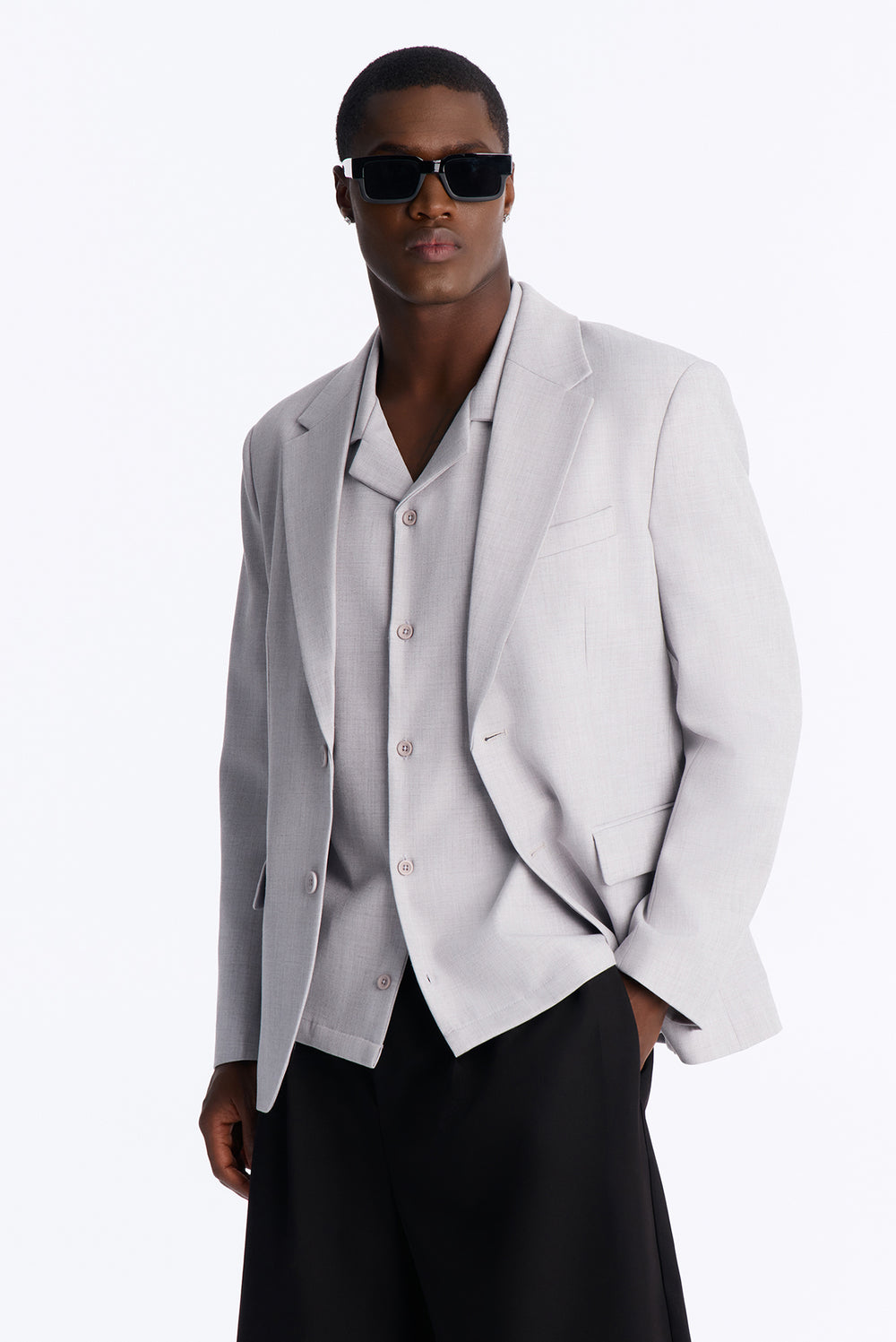 Chelsea Single-Breasted Blazer - Light Grey