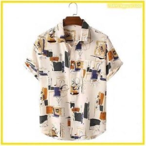 Hawaiian Print Button-Down Shirt