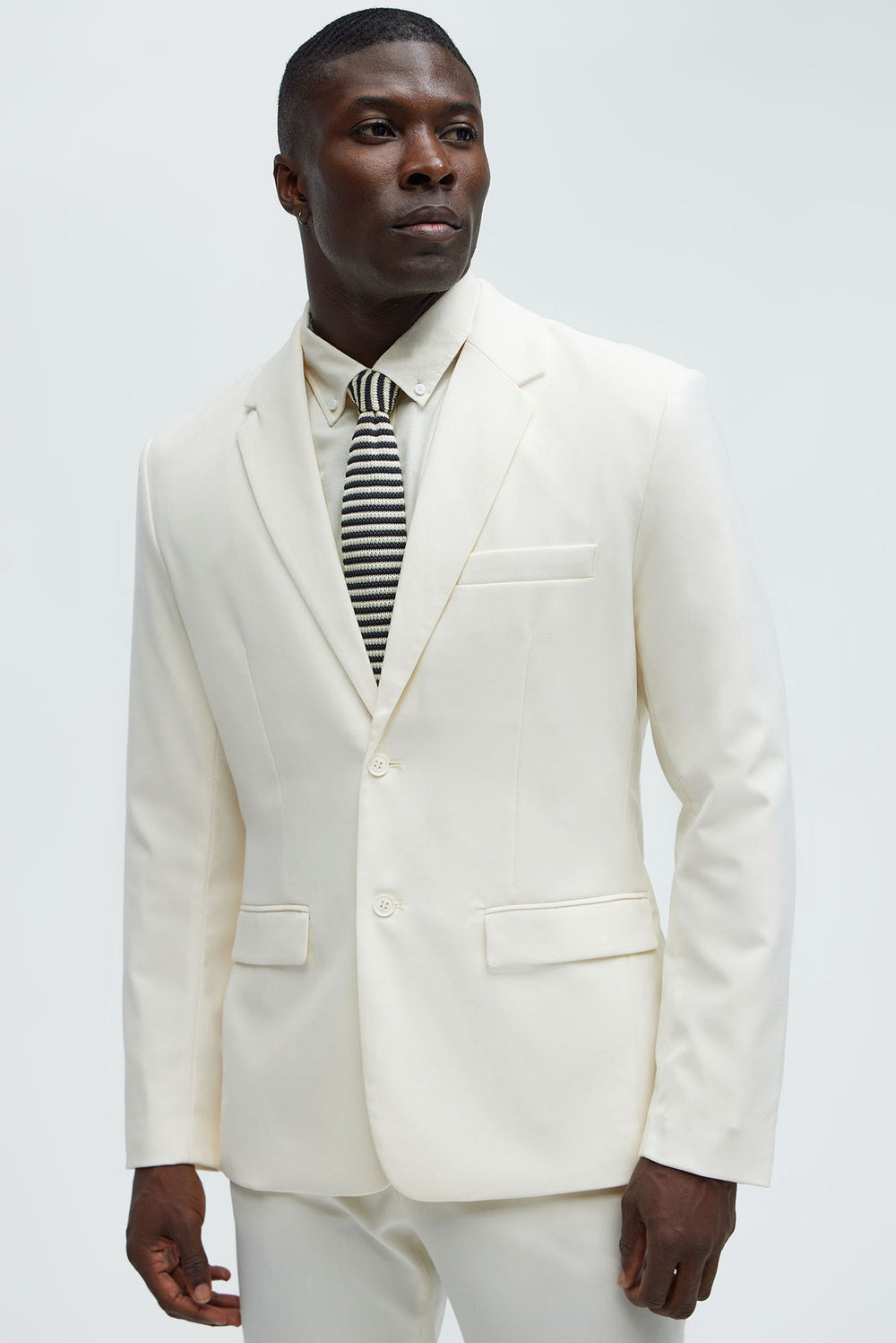Ivory Stretch Suit Jacket - Off White